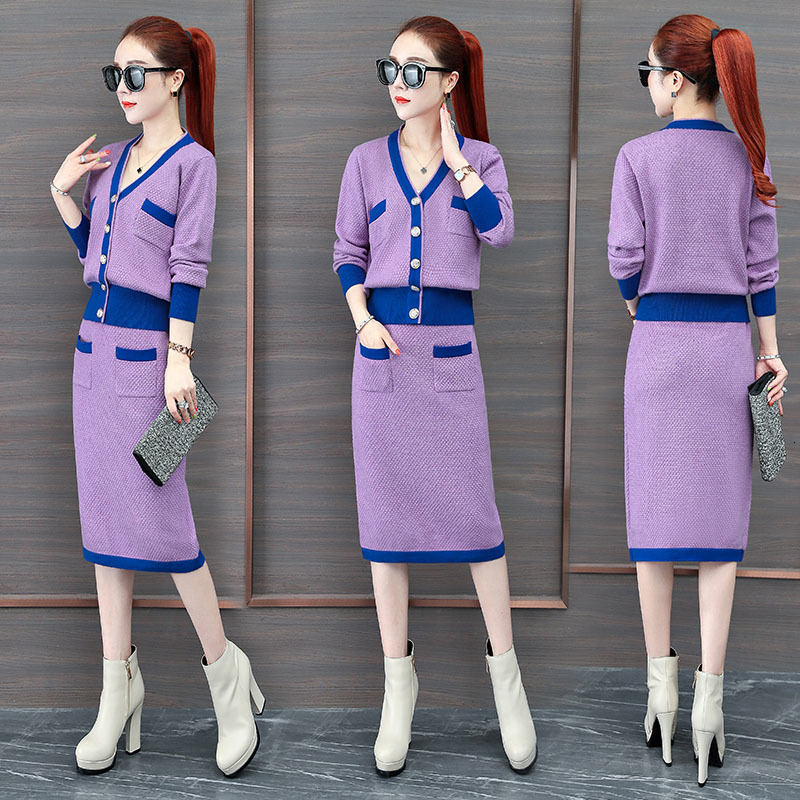 Spring New Autumn Knitted Suit Women Upper Mesh Fashion Skirt Two Pieces Casual Temperament Women's Nightgown R640 260l, Black
Spring New Autumn Knitted Suit Women Upper Mesh Fashion Skirt Two Pieces Casual Temperament Women's Nightgown R640 260l, Black