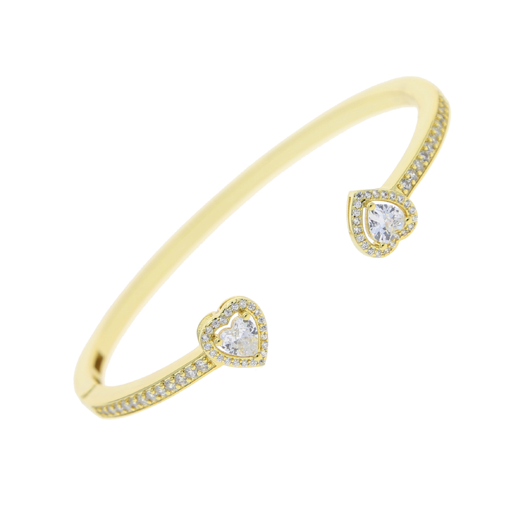 Wholesale Open Adjusted Size bracelet Drop Heart Arrow Cz Cubic Zirconia Paved Bling Fashion Lover Women Wedding Band Cuff Bangle Bracelets