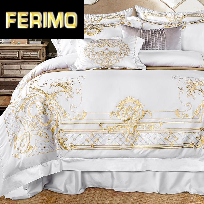 White Golden Bedding Set Queen Super King size Bed sheet set Luxury Egypian cotton Embroidery Bedding sheet Duvet Cover1
White Golden Bedding Set Queen Super King size Bed sheet set Luxury Egypian cotton Embroidery Bedding sheet Duvet Cover1