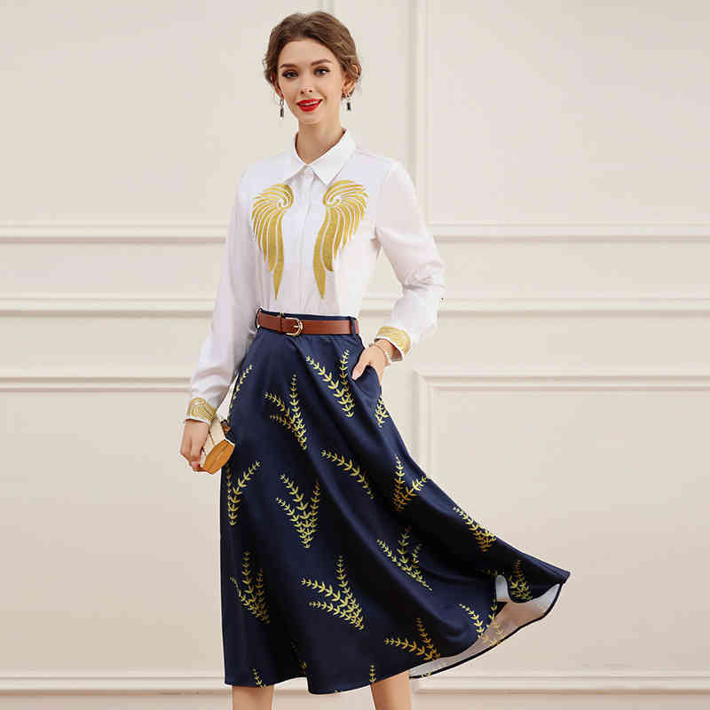 Women' Two Piece Pants Zhili temperament suit female autumn and winter high-end gold thread embroidery + long skirt two-piece set NL0E, White
Women' Two Piece Pants Zhili temperament suit female autumn and winter high-end gold thread embroidery + long skirt two-piece set NL0E, White