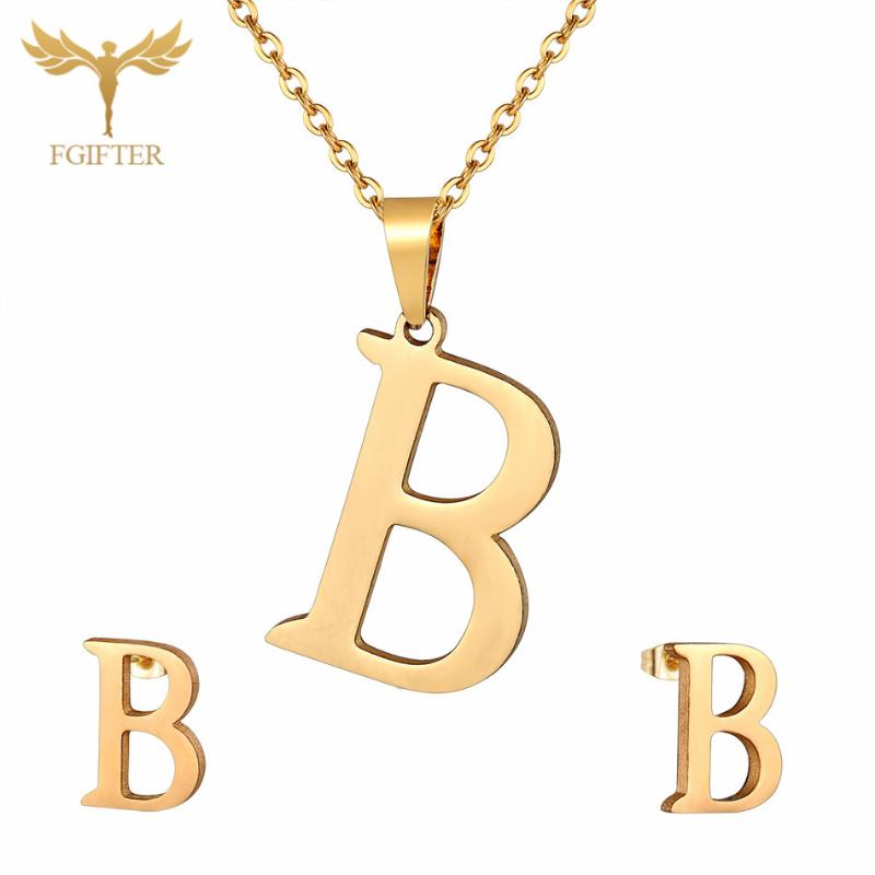 Classic Girls Children Jewelry 26 Letters B Pendant Necklace And Earrings Golden Stainless Steel Jewelry Set Kids Gifts, As pic
Classic Girls Children Jewelry 26 Letters B Pendant Necklace And Earrings Golden Stainless Steel Jewelry Set Kids Gifts, As pic