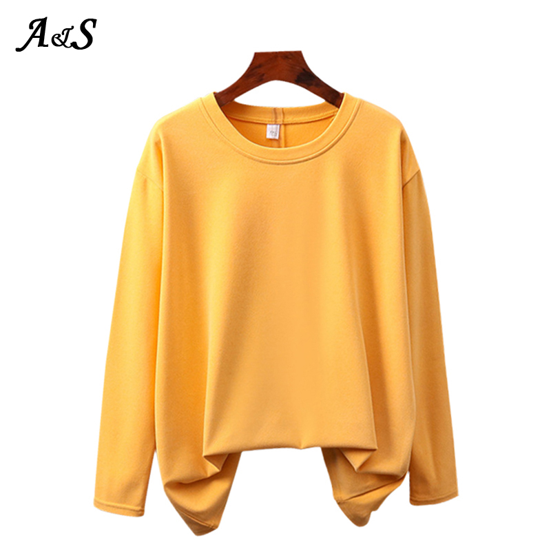 Anbenser Cotton Basic Long Sleeve Womens T-shirt Casual Black White Fashion Solid Top Ladies Fashion Korean Tee Shirt Plus Size 210406