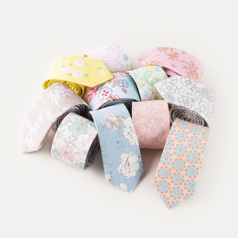 New 6cm Cotton Floral Print Tie for Men's Necktie Casual Suit Bowknots Ties Male Skinny Slim Ties