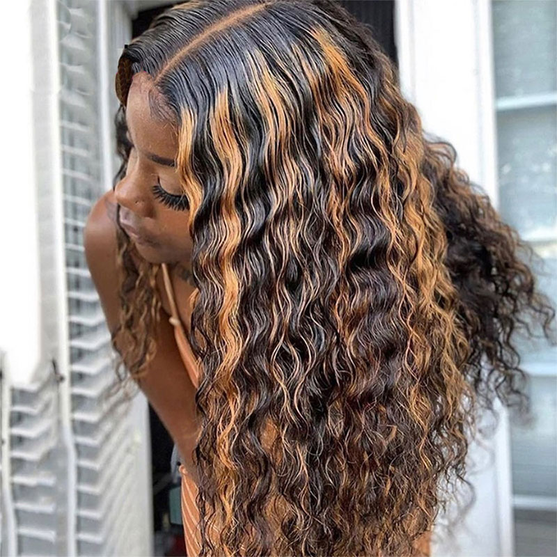 Curly Human Hair Wig For Women Synthetic T Part Lace Front Short Bob Highlight Hd Transparent Deep Wave Frontal Wig