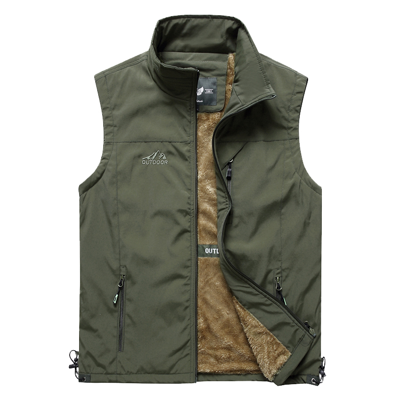 Newest Autumn Winter Men Coat Warm Sleeveless Jacket Casual Men Vest Coat Fleece Army Green Waistcoat Big Size 4XL 201216