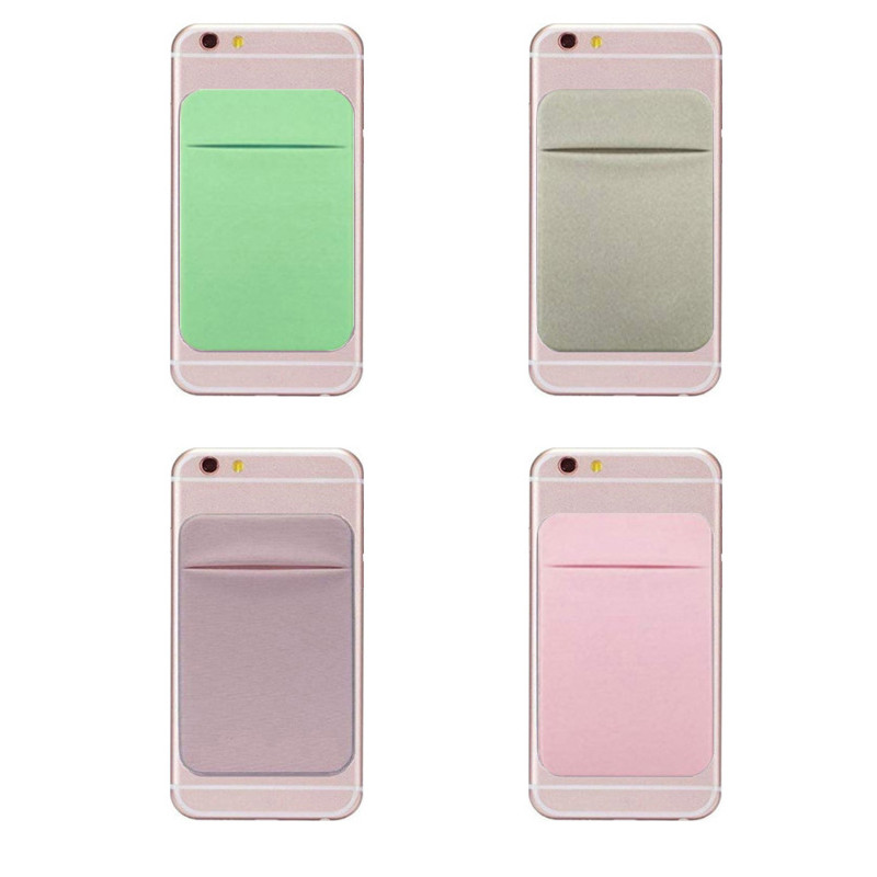 Stick on Wallet Card Holder Self Adhesive Stretchy Cell Phone Sleeve Lid Pouch Phone Pocket for iPhone 12 Samsung S20 Smart Phone