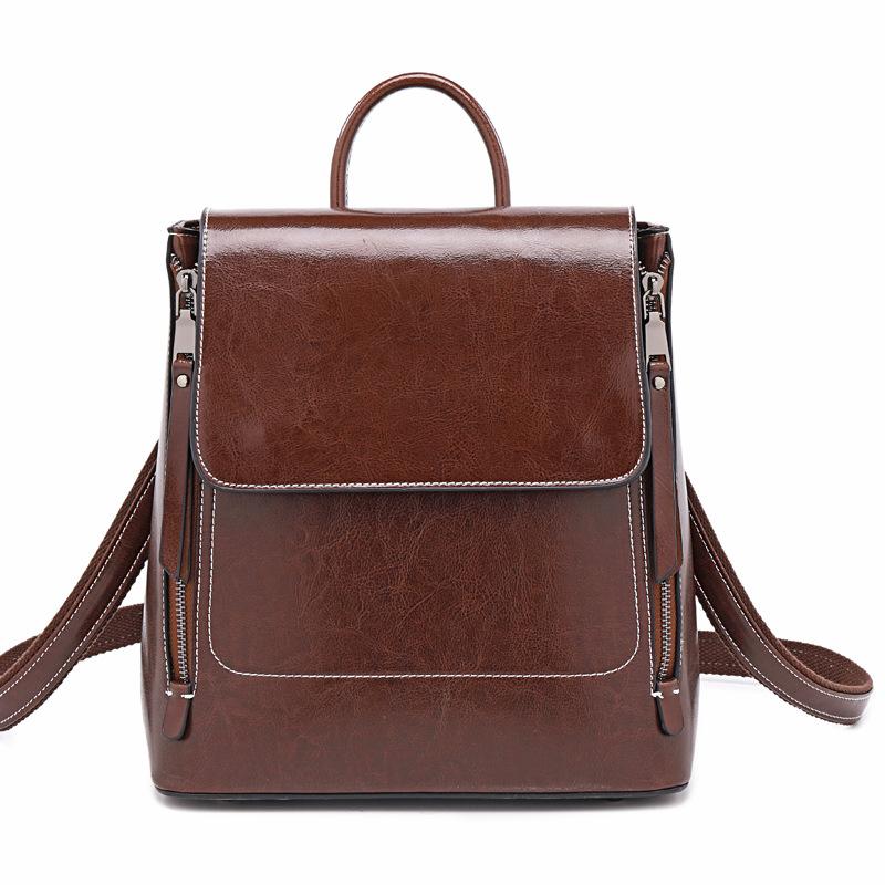 Fashion Lady High Quality Genuine Leather Backpack, Green