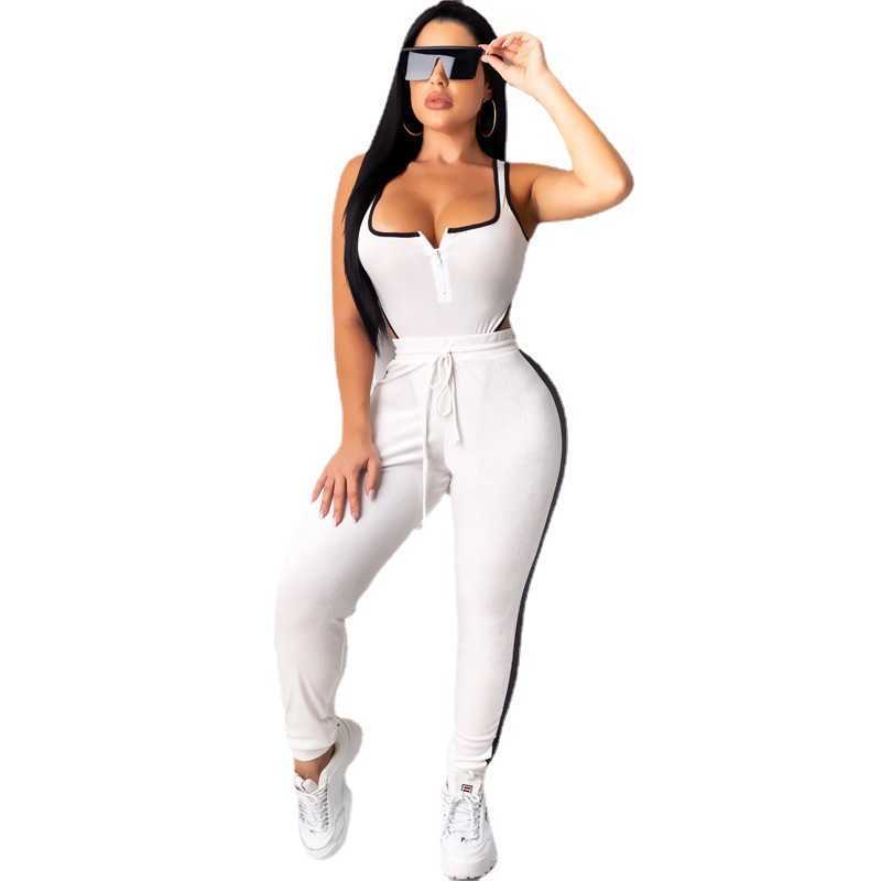 Designers Women Clothes pants 2023 sleeveless hollow out zipper backless splicing one-piece pants set Fashion
