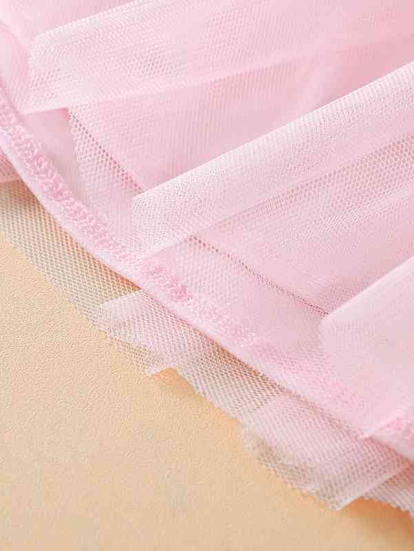 Baby Contrast Lace Stereo Flower Frill Trim Mesh Dress SHE