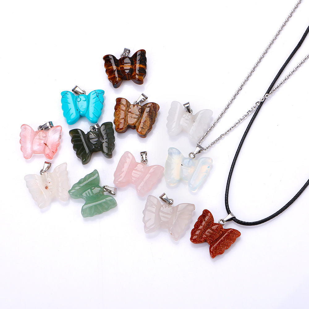 Natural Crystal Rose Quartz Stone Pendant Butterfly Shape Necklace Chakra Healing Jewelry for Women Men
Natural Crystal Rose Quartz Stone Pendant Butterfly Shape Necklace Chakra Healing Jewelry for Women Men