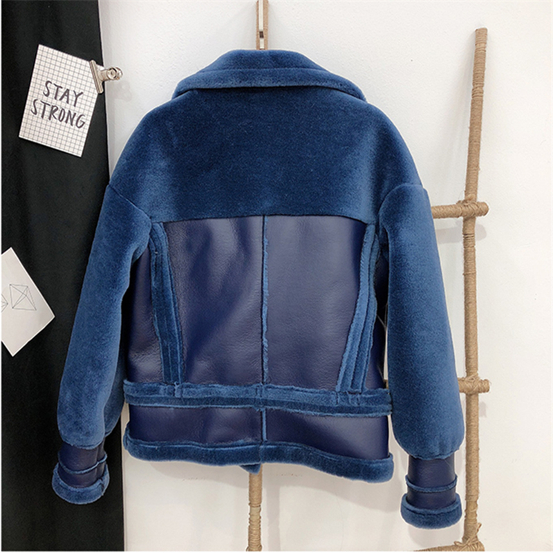 New Winter Short Real Lambs Jacket Women Fashion Superior Quality Natural Fur Shearling Coat Female Motorcycle Clothing Top 201020