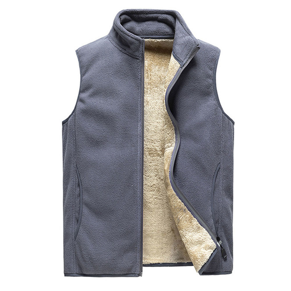 Autumn Winter Fleece Mens Vest Jacket Casual Solid Black Warm Thick Big Size 8XL Men's Sleeveless Vest Waistcoat Gilet Campera 201120