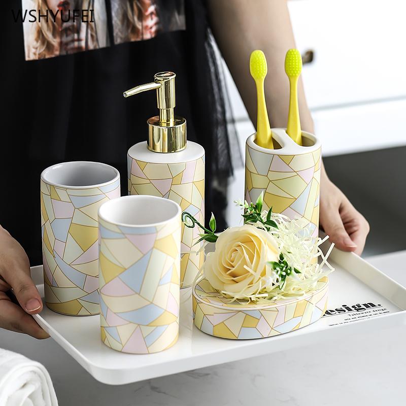 Geometric line bathroom couple ceramic wash bathroom supplies set wedding wash storage set soap liquid bottle cup
Geometric line bathroom couple ceramic wash bathroom supplies set wedding wash storage set soap liquid bottle cup