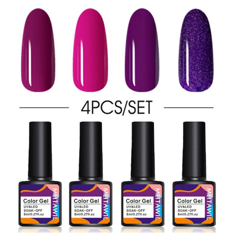 4Pcs Nail Gel Polish Semi-permanent UV LED Lamp Glitter For Manicure Set 8ml Art Nail Base Top Coat Gel Lacquer Varnishes
4Pcs Nail Gel Polish Semi-permanent UV LED Lamp Glitter For Manicure Set 8ml Art Nail Base Top Coat Gel Lacquer Varnishes