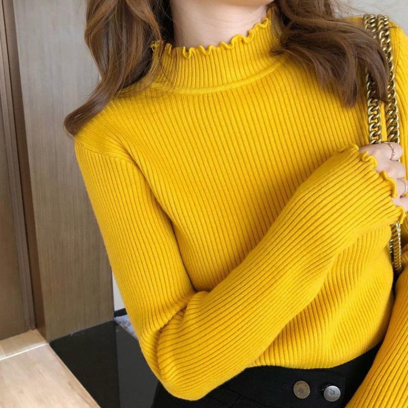 6 Color New Autumn Winter Turtleneck Pullovers Sweaters Primer Shirt Long Sleeve Ruffle Short Korean Slim-fit Tight Sweater, Black
6 Color New Autumn Winter Turtleneck Pullovers Sweaters Primer Shirt Long Sleeve Ruffle Short Korean Slim-fit Tight Sweater, Black