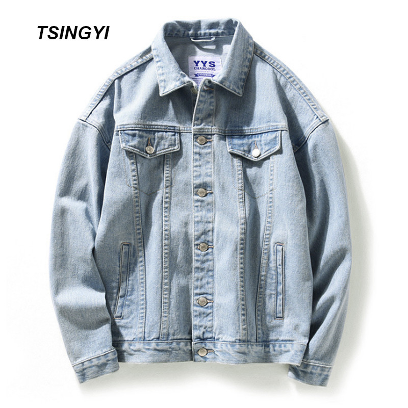 Tsingyi Appliques Cartoon Duck Vintage White Wash Women Men Denim Jacket Turndown Collar Long Sleeve Men Bomber Jeans Jacket T200502