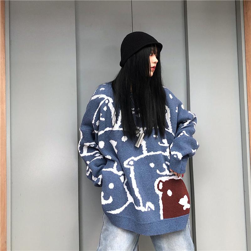 Autumn Winter Outwear Bear Print Sweater Women Knit Round Neck Pullover Long Sleeve Pull Femme Autumn Winter Casual Sueter, Blue
Autumn Winter Outwear Bear Print Sweater Women Knit Round Neck Pullover Long Sleeve Pull Femme Autumn Winter Casual Sueter, Blue