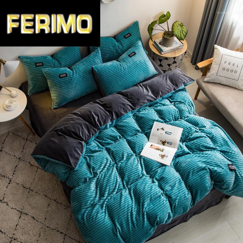 2020 New magic velvet Fleece bedding set 4pcs/set stripe duvet cover flat sheet pillowcase AB side flannel winter warm bed linen1, Purple
2020 New magic velvet Fleece bedding set 4pcs/set stripe duvet cover flat sheet pillowcase AB side flannel winter warm bed linen1, Purple