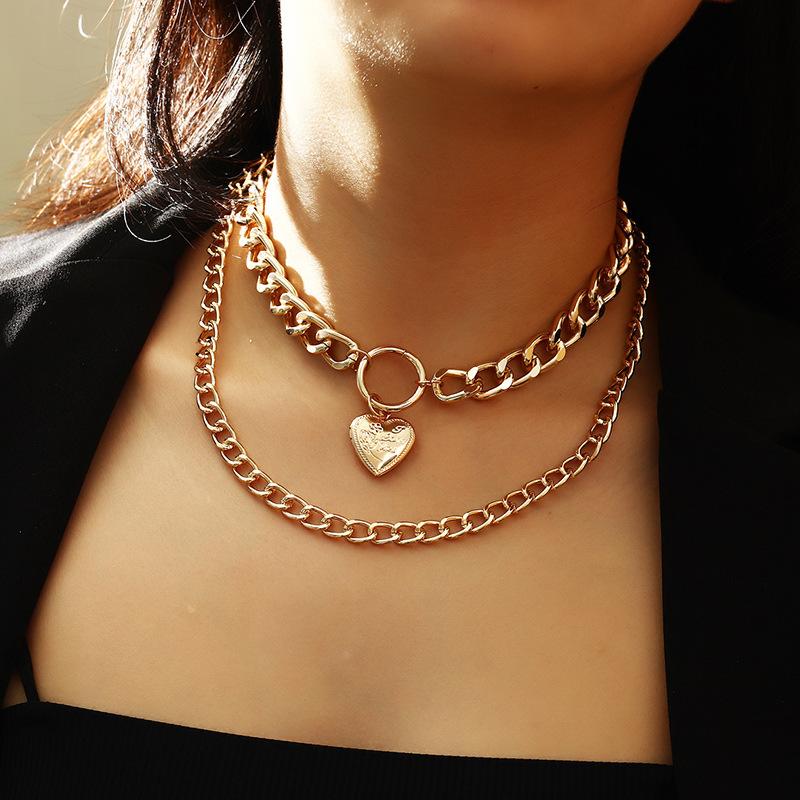 Punk Gothic Layered Women Necklaces Heart Charm Pendant Clavicle Chain Gold Necklace Fashion Women Female Collar Jewelry
Punk Gothic Layered Women Necklaces Heart Charm Pendant Clavicle Chain Gold Necklace Fashion Women Female Collar Jewelry