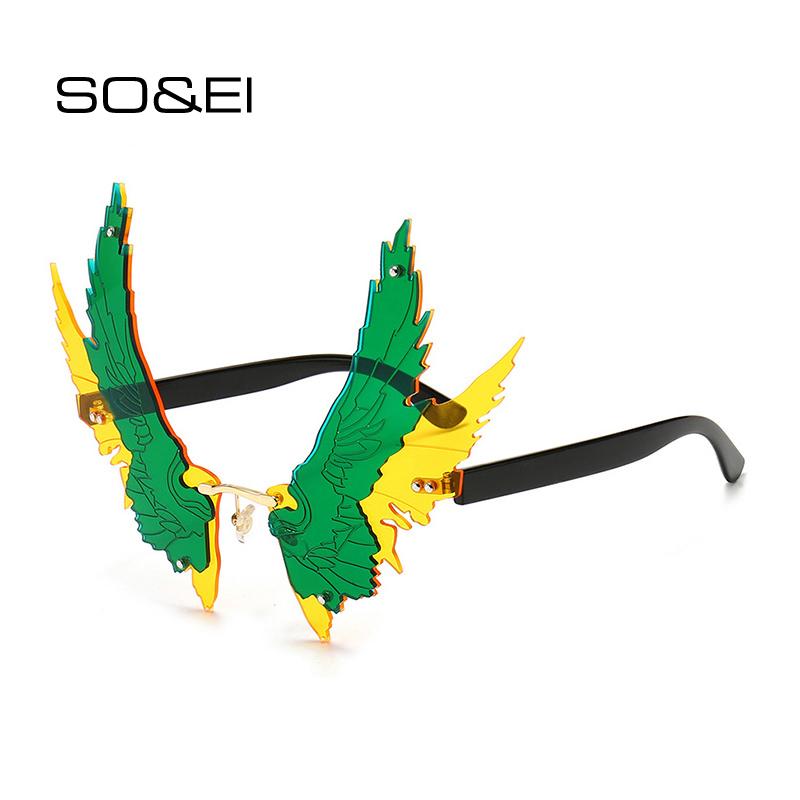 SO&EI Fashion Oversized Unique Wing Shape Sunglasses Women Vintage Rimless Clear Purple Green Red Eyewear Men Eagle Wing Glasses
SO&EI Fashion Oversized Unique Wing Shape Sunglasses Women Vintage Rimless Clear Purple Green Red Eyewear Men Eagle Wing Glasses