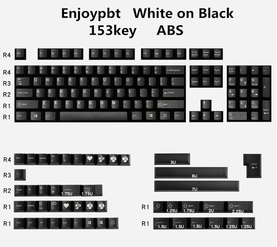 Enjoypbt keycaps white on black 153 key ABS material is suitable for most mechanical keyboards1
Enjoypbt keycaps white on black 153 key ABS material is suitable for most mechanical keyboards1