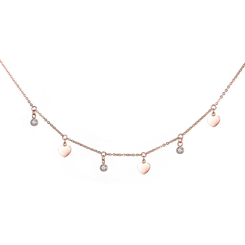 Stainless Steel Choker Necklace Heart & Zircon Charms Rose Gold Color Charm Necklaces Jewelry Gift For Women N18275
Stainless Steel Choker Necklace Heart & Zircon Charms Rose Gold Color Charm Necklaces Jewelry Gift For Women N18275