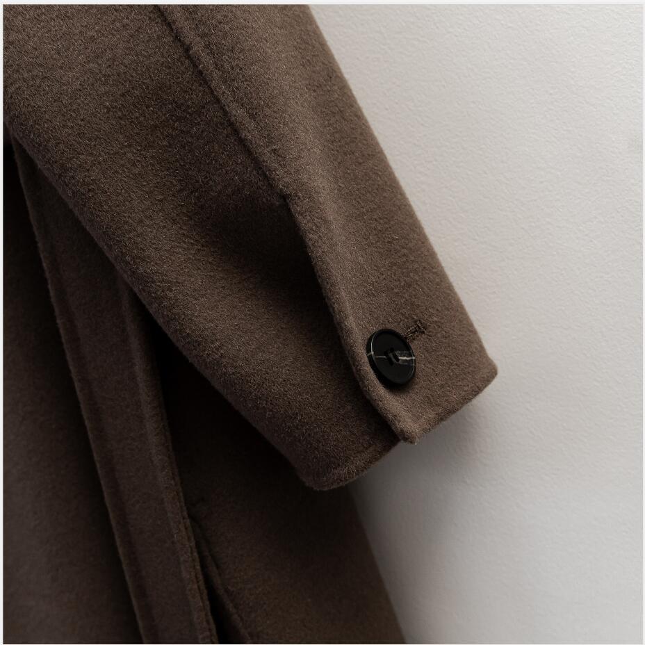 Autumn Winter wool coat Single breasted Maxi coat 201215