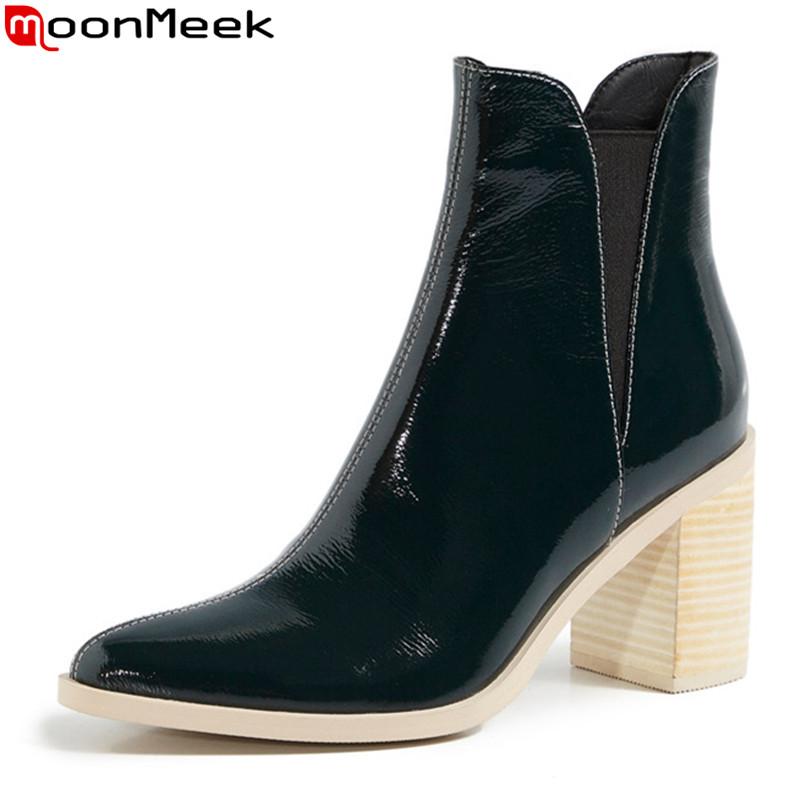 MoonMeek 2020 High quality fashion women boots genuine leather boots thick high heels pointed toe ankle for woman, Black
MoonMeek 2020 High quality fashion women boots genuine leather boots thick high heels pointed toe ankle for woman, Black