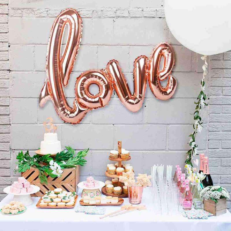 

Party Decoration Rose Gold Love Letter Foil Balloons Wedding Anniversary Decor Balloon Inflatable Balls Valentine's Day Birthday Supplies