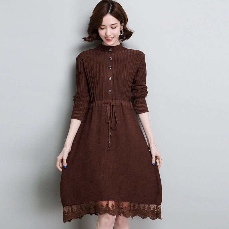 New Fashion Autumn Winter Women Long Sweater Dress Pullovers Warm Knitted Sweaters Pullover Dresses Lady 201030wtt