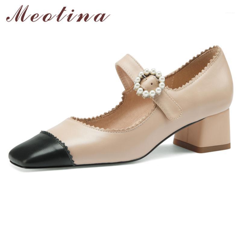 Meotina Genuine Leather Mid Heel Pumps Women Mary Janes Shoes Square Toe Pearl Buckle Strap Shoes Block Heels Footwear Beige 431
Meotina Genuine Leather Mid Heel Pumps Women Mary Janes Shoes Square Toe Pearl Buckle Strap Shoes Block Heels Footwear Beige 431