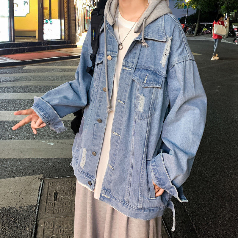 Privathinker Men's Casual Oversize Denim Jacket Graphic Printed Woman Autumn New Hooded Coat Korean Streetwear Male Jackets 201218