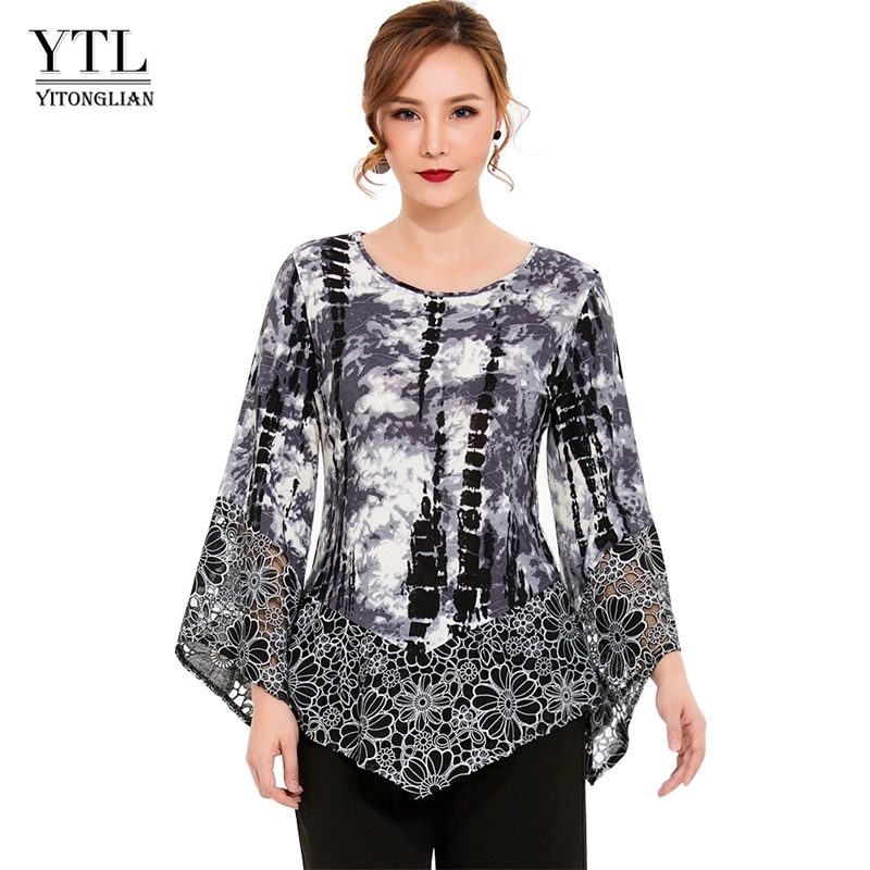 Women fashion autumn three quarter sleeve T-shirt lace hollow out decoration tied dyed jersey top office lady casual style H213 Y200109, H211-red 
Women fashion autumn three quarter sleeve T-shirt lace hollow out decoration tied dyed jersey top office lady casual style H213 Y200109, H211-red