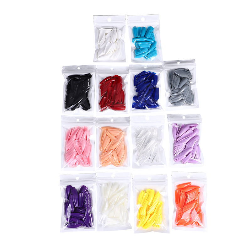 1 Bag of 100 Pieces of Fake Nails Trapezoid Long Full-fit Ballet Solid Color Manicure Artifical Nails False Nails Nail Art, Pink purple