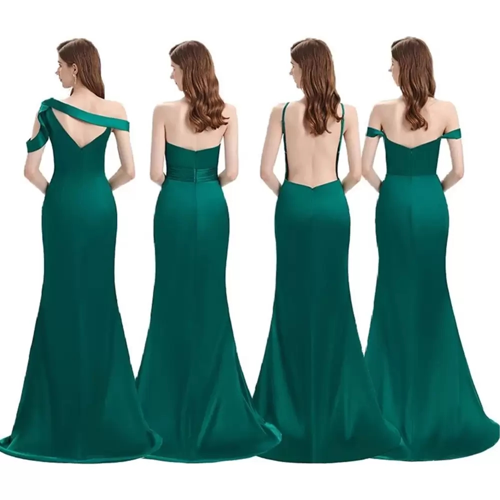 New African Dark Green Sexy Long Bridesmaid Dresses Side Split For Weddings Mermaid Floor Length Satin Plus Size Formal Maid of Honor Gowns