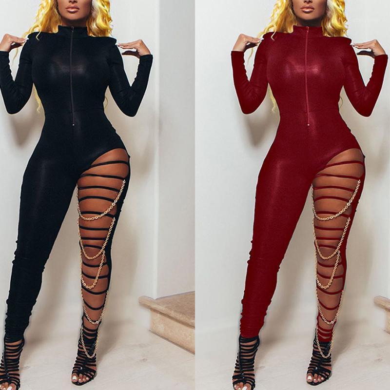 Autumn Deep V-Neck Zipper Skinny Women Jumpsuit Sexy Hollow Out Chain Long Sleeve Womens Romper Night Club Outfits Overalls Women, Black
Autumn Deep V-Neck Zipper Skinny Women Jumpsuit Sexy Hollow Out Chain Long Sleeve Womens Romper Night Club Outfits Overalls Women, Black