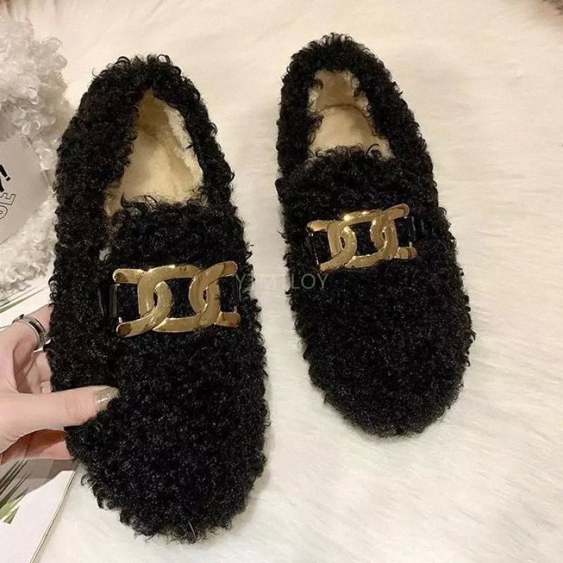 Winter New Fashion Soft Warm Women's Flats Shoes Golden Chain Square Toe Brand Designer Loafers Zapatos Plataforma Mujer #5L0M
Winter New Fashion Soft Warm Women's Flats Shoes Golden Chain Square Toe Brand Designer Loafers Zapatos Plataforma Mujer #5L0M