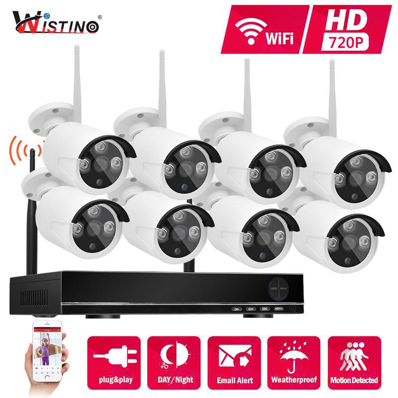 

Wistino 8CH HD 720P Wifi Camera NVR Kit 1MP Security IP Camera Outdoor P2P Surveillance CCTV System Wireless Kits Night Vision