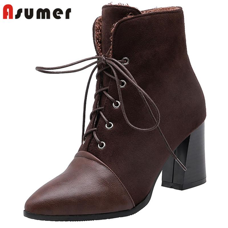 ASUMER 2020 plus size 48 ankle boots for women pointed toe lace up fashion high heel boots ladies autumn winter dress shoes, Black
ASUMER 2020 plus size 48 ankle boots for women pointed toe lace up fashion high heel boots ladies autumn winter dress shoes, Black