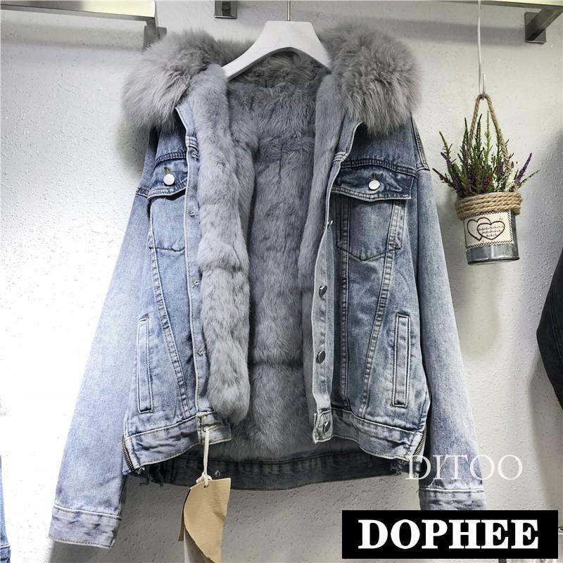 Winter Denim Jacket Women Detachable Real Hair Liner + Natural Fur Collar Jeans Coat Short Parka Female Padded Jacket, Black
Winter Denim Jacket Women Detachable Real Hair Liner + Natural Fur Collar Jeans Coat Short Parka Female Padded Jacket, Black