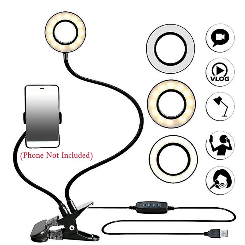 Universal Selfie Ring Light with Flexible Mobile Phone Holder Lazy Bracket Desk Lamp LED Light for Live Stream Office Kitchen
Universal Selfie Ring Light with Flexible Mobile Phone Holder Lazy Bracket Desk Lamp LED Light for Live Stream Office Kitchen