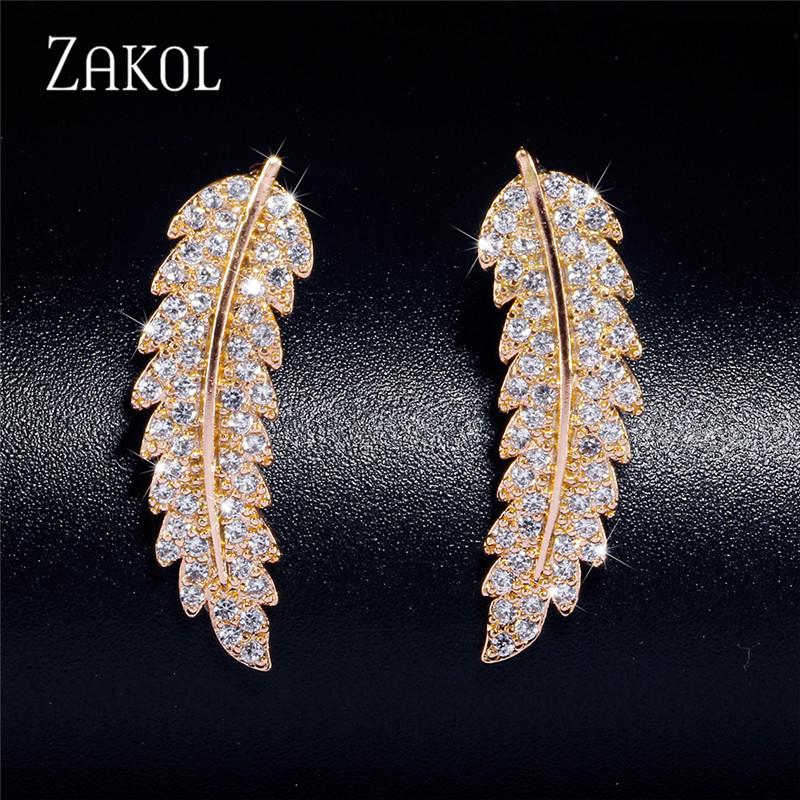 Stud ZAKOL 2021 Earrings For Women Delicate Feather & Leaf Shaped Gold-Colour Party Daily Gift Fashion Jewelry EL1096
Stud ZAKOL 2021 Earrings For Women Delicate Feather & Leaf Shaped Gold-Colour Party Daily Gift Fashion Jewelry EL1096