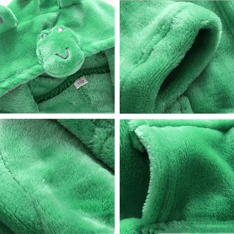 Children's Terry Bathrobe For Girl Boy Flannel Dressing Gown Kids Cartoon Baby Bathrobe Hooded Little Girl Robes Winter Clothes LJ201216