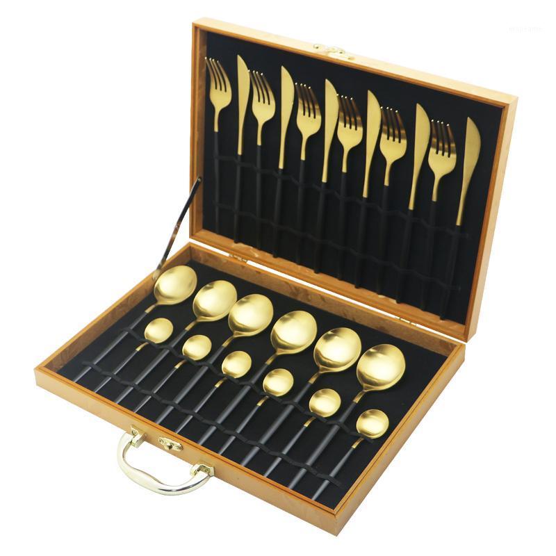 24Pcs Stainless Steel Dinnerware Set Black Gold Cutlery Set Knife Fork Spoon Dinner Flatware Kitchen Tableware With Box1
24Pcs Stainless Steel Dinnerware Set Black Gold Cutlery Set Knife Fork Spoon Dinner Flatware Kitchen Tableware With Box1