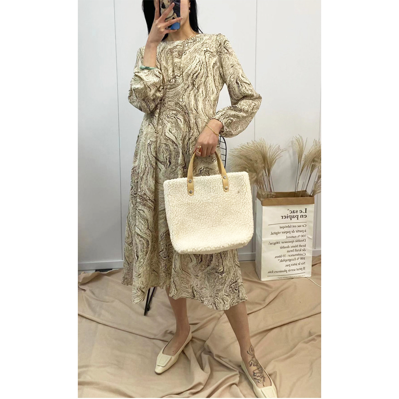 Paisley Printing Midi Dress 2020 Spring Long Sleeve Dress for Women Korean Fashion Clothes LJ201202