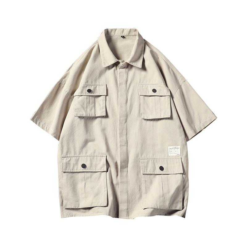 2020 Men Short Sleeve Shirts Summer Stand Collar Loose Style Hip Hop Tops Camisa Men Shirts Camisa Masculina ABZ686, Beige
2020 Men Short Sleeve Shirts Summer Stand Collar Loose Style Hip Hop Tops Camisa Men Shirts Camisa Masculina ABZ686, Beige