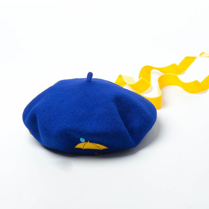 Wool Women Beret Hat Embroidery Umbrella Vintage Banded Fashion Beret Hat Girls Flat Cap Berets Women Spring Autumn, Sapphire
Wool Women Beret Hat Embroidery Umbrella Vintage Banded Fashion Beret Hat Girls Flat Cap Berets Women Spring Autumn, Sapphire
