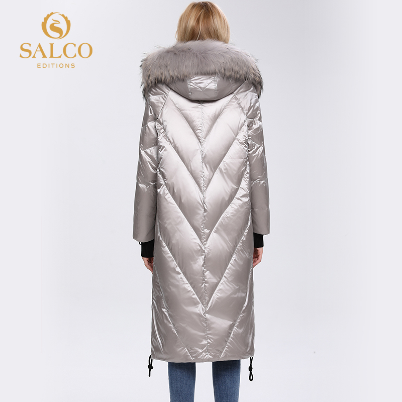 SALCO Free shipping The latest big-zipped pearl-cotton winter warm coat high-end real fur coat 201217