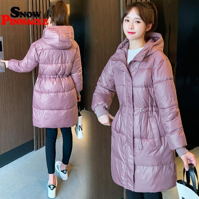 Winter women long Parkas coat Fashion Slim thicken warm padded jackets coat Female solid long hooded outwear snow jacket 200928