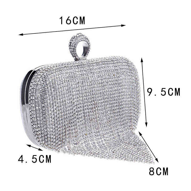 Evening Bags Gloig Fashion Women Tassel Evening Bags Diamonds Beaded Clutch Wedding Purse Shoulder Party Laides Case 220516